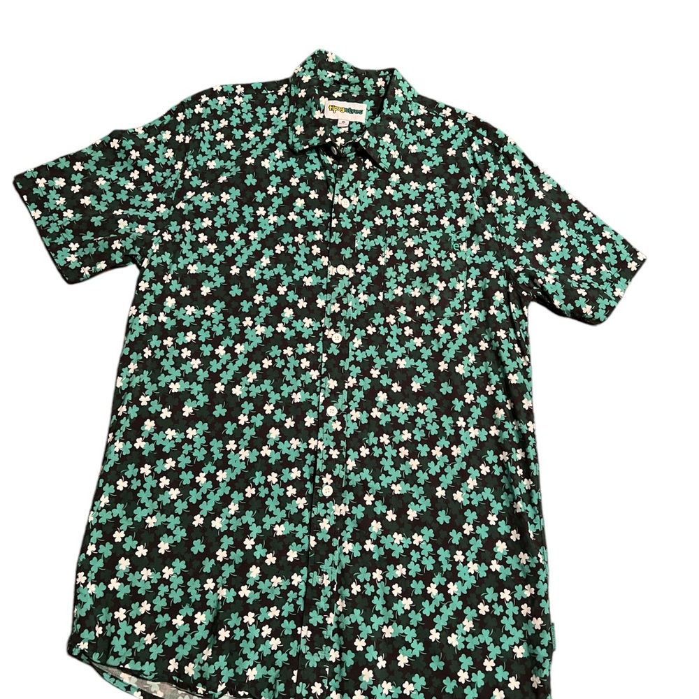Tipsy Elves Black and Green Clover Button Down Shirt